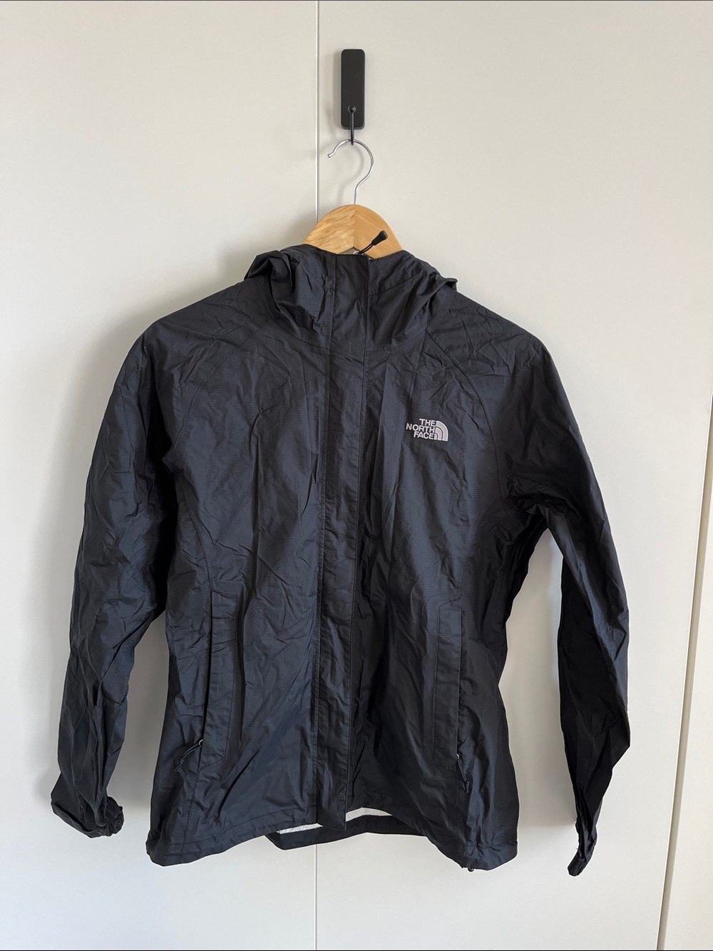 The North Face Black Hooded Rain Shell Jacket